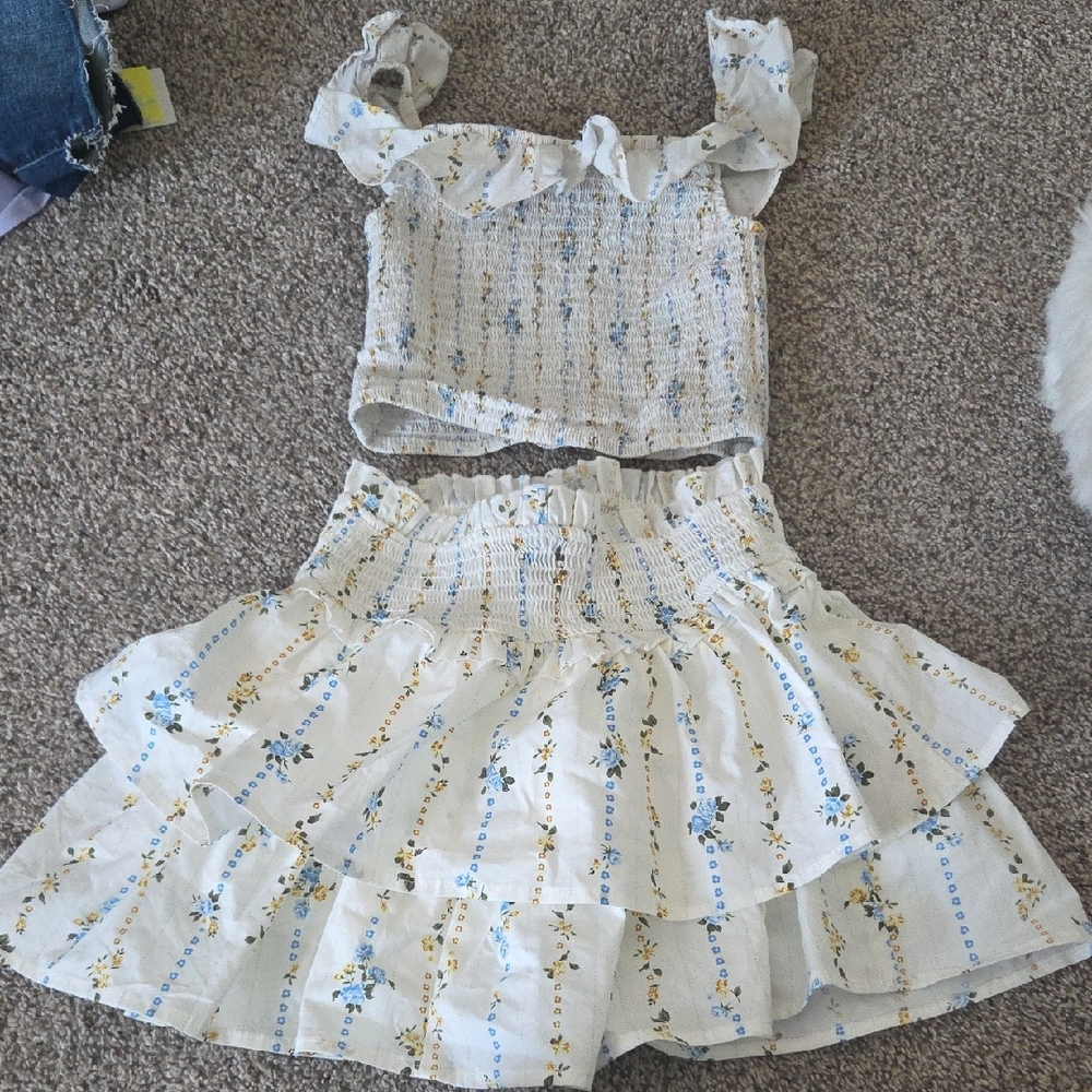 Wild Fable Floral Smocked Top and Skirt Set